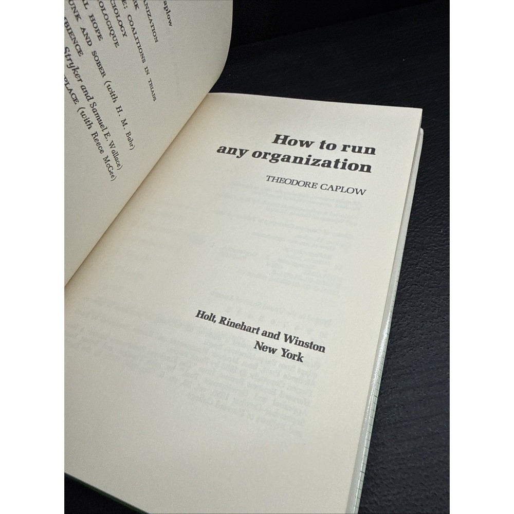How to Run Any Organization Theodore Caplow 1976 Business Management Holt - Picture 4 of 4